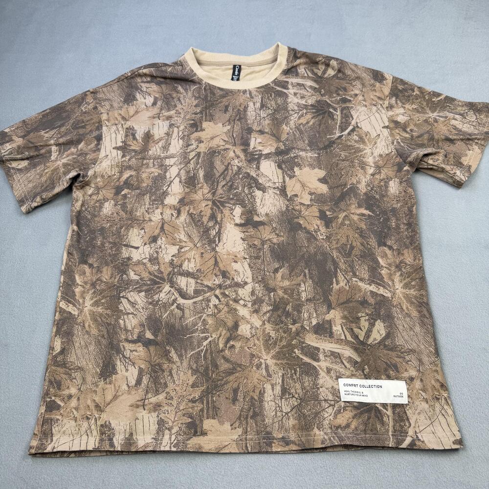 Comfrt Shirt Mens XS Brown Camo Hunting Outdoor Go Outside Tee Cotton Crewneck